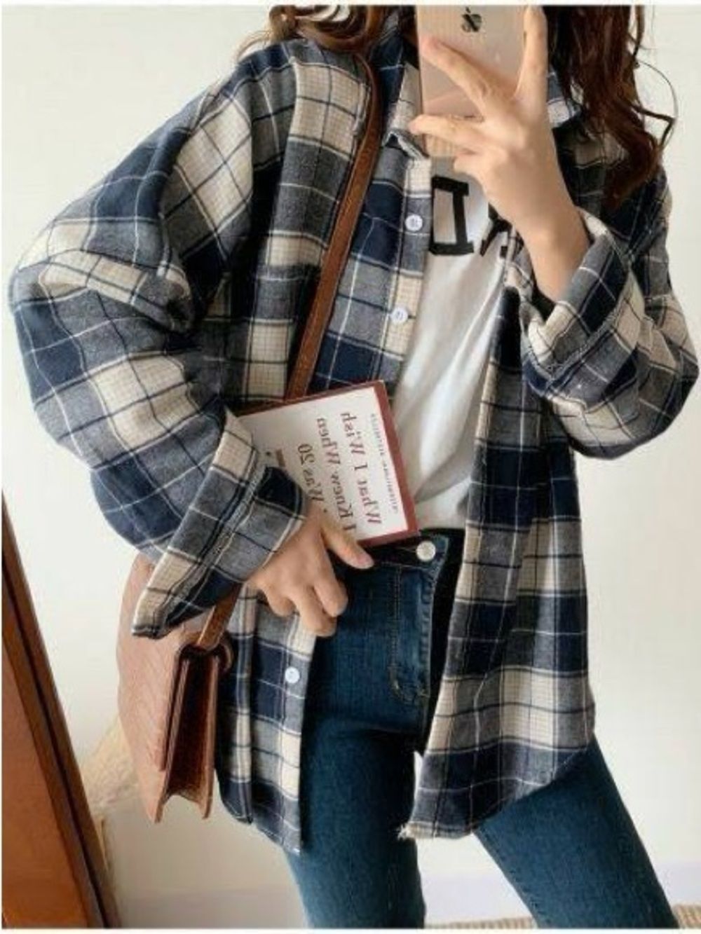 Lucky Brand Blue and White Plaid Flannel Button-Down Shirt